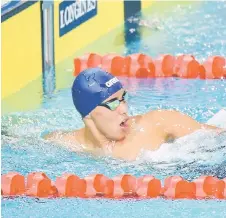  ?? — Bernama photo ?? File photo of Malaysian national swimmer Welson Sim after completing a heat. It is crucial that the right coach is hired as Malaysia has a swimmer of great potential in Welson.