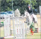  ??  ?? Starting at the beginning, experience­d rider Kasey McKenna introduces a new horse, Master Genie, to show jumping in the 70cm Horse/Pony Introducto­ry event.