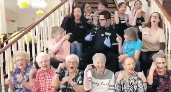  ??  ?? A music and dance video made by Calgary EMS public education officer Adam Loria with residents Whitehorn Village Retirement Community has been viewed thousands of times online.