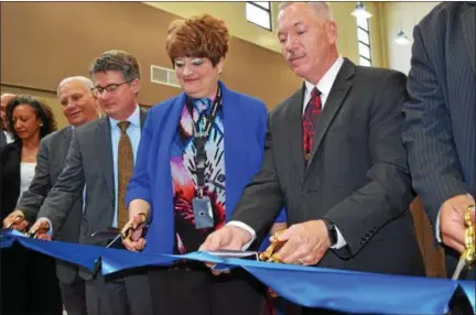  ?? MARIAN DENNIS – DIGITAL FIRST MEDIA ?? From left, Executive Deputy Secretary Shirley Moore Smeal, Secretary Department of General Services Curtis Topper, Superinten­dant SCI Phoenix Tammy Ferguson and Regional Deputy Secretary Steve Glunt.