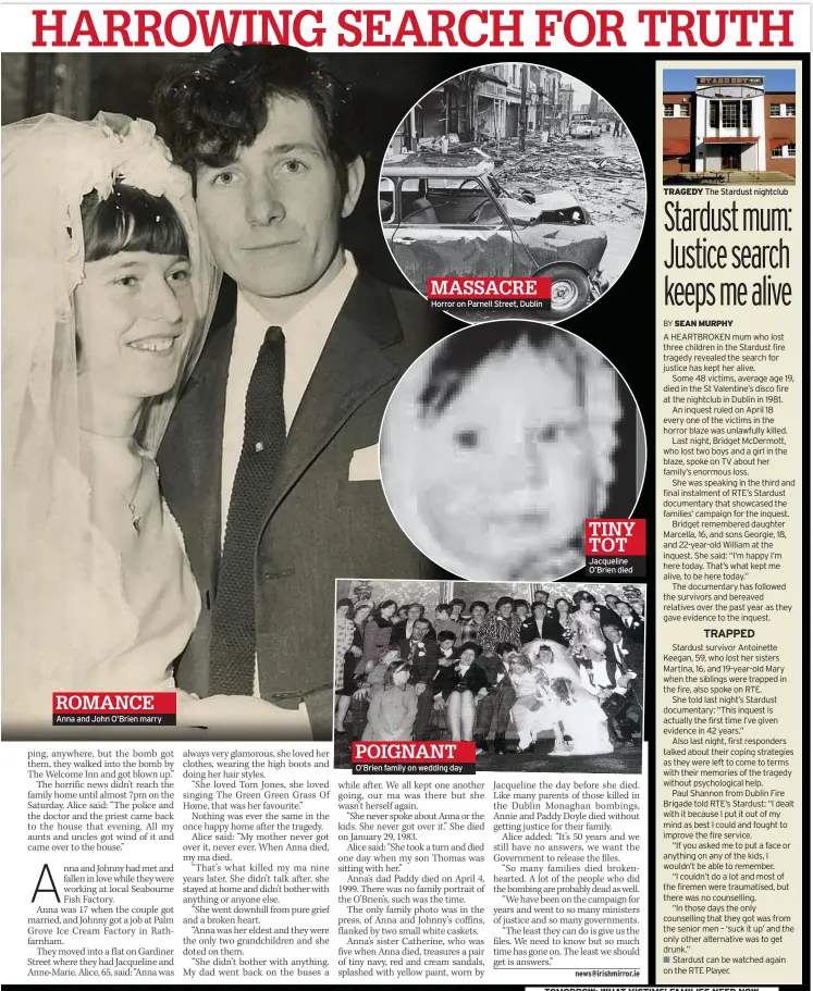  ?? ?? ROMANCE Anna and John O’brien marry
POIGNANT O’brien family on wedding day
TINY TOT Jacqueline O’brien died