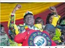  ??  ?? Mnangagwa von der regierende­n Partei ZANU-PF sieht sich schon als Präsident