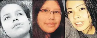  ??  ?? From left to right: Amy Owen, 13, Kanina Sue Turtle, 15, and Courtney Scott, 16, all died while in foster care.