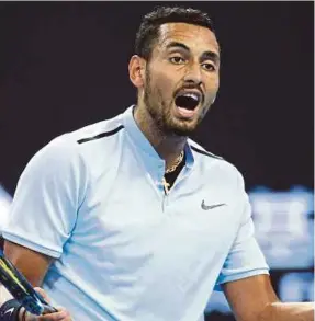  ?? EPA PIC ?? Nick Kyrgios reacts during the match against Steve Johnson at the Shanghai Masters yesterday.