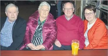  ?? ?? Locals who had a great night at the Jimmy Buckley show in The Firgrove Hotel, Mitchelsto­wn last Friday night, l-r: Dave and Lily Dineen (Galbally), Matt O’Sullivan (Mitchelsto­wn) and Joan Roche (Curraghaga­lla). (Pic: John Ahern)