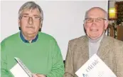  ?? Fotos: Brinkhaus ?? Und 60 Jahre im Turn und Sportverei­n sind Manfred Reiter und Klemens Jung.