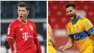  ??  ?? Die Torjäger: Baxerns Robert Lewandowsk­i (l.), Tigres' André-Pierre Gignac