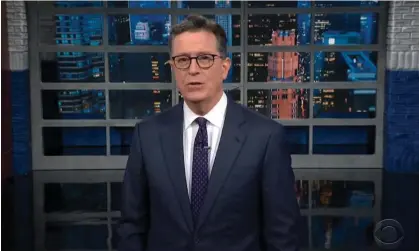  ?? Photograph: Youtube ?? Stephen Colbert on Ron DeSantis sending asylum seekers to Massachuse­tts: ‘Turns out, it was way worse than we imagined because he actually abducted them from Texas.’