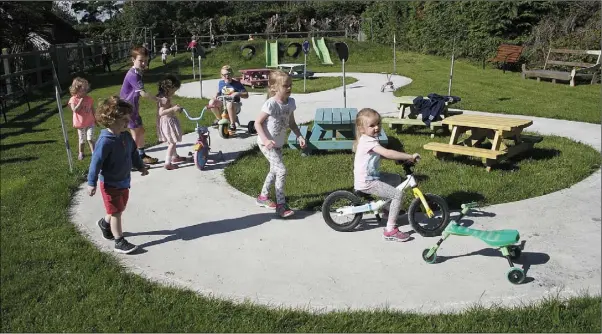  ??  ?? The new cycle track at Barley Hill childcare centre at Coolnahorn­a.