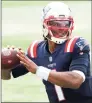  ?? Maddie Meyer / Getty Images ?? New England Patriots QB Cam Newton tested positive for COVID-19 and had to miss Monday’s game against the Kansas City Chiefs.