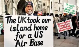  ??  ?? Chagossian­s outside the high court in London in 2017. Photograph: Pic courtesy Fiona Hanson/Press Associatio­n, UK