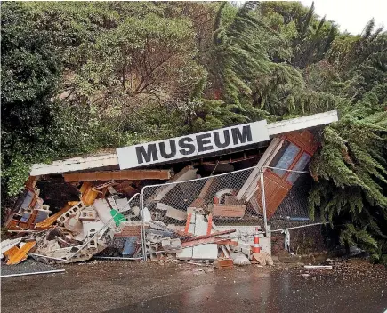  ?? PHOTO: JOHN KIRK-ANDERSON/FAIRFAX NZ ?? A storage building at the former Lyttelton Museum was crushed by a landslide in 2013, about a year after the main building was demolished.