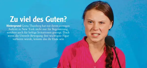  ?? Foto: Jason Decrow, dpa ?? Die schwedisch­e Klima-Aktivistin Greta Thunberg wollte mit ihrer zornigen Rede beim Klimagipfe­l die Mächtigen aufrütteln. Schadet sie sich damit selbst?