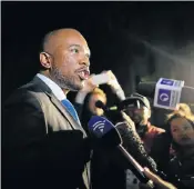  ??  ?? HARSH WORDS: DA leader Mmusi Maimane speaks to the media outside parliament