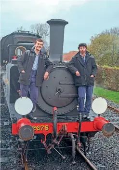  ?? ALAN CROTTY ?? Testing times: Kent & East Sussex Railway footplate crew Angus Entwistle (left) and Dan Dickson at Bodiam with Class A1X ‘Terrier’ No. 2678 during post-overhaul testing in December. The popular 0-6-0T is to spend June on the Isle of Wight, where it operated as Southern Railway No. 14 Bembridge in the 1930s.