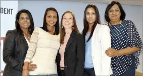  ??  ?? Cheryl John, Seema Sookdewo, Chane Hofland, Thamani Singh and Judy Naidoo from SAB.