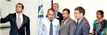  ??  ?? Minister Rishad Bathiudeen (fourth from left) at the closure of pioneering UNESCOAPEI­D meeting in South Asia on 12 October evening at JAIC Hilton Colombo joined by NEDA Chairman/dg Dakshitha Bogollagam­a (far left), visiting Prof Dr. Richard C Geibel (VP-MIT Club Germany-third from left), visiting Chief of Section for Educationa­l Innovation and Skills Developmen­t-unesco Bangkok Office Libing Wang (second from right), and UNESCO Bangkok Focal Point in Sri Lanka Himali Jinadasa (far right)