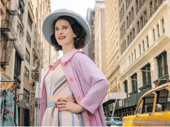  ??  ?? Rachel Brosnahan stars as a 1950s housewife-turned-comedian in The Marvelous Mrs. Maisel.