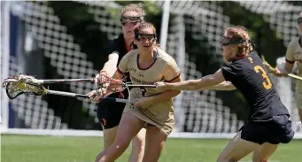  ?? STUART CAHILL / BOSTON HERALD ?? CLOSER TO THEIR GOAL: Sam Apuzzo set the school record for goals in a season and sent Boston College to its third straight Final Four.