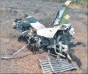  ?? ANI/PTI ?? The MIG-29K aircraft (top) that crashed in Goa during training mission on Saturday. Pilots Captain M Sheokhand and Lt Commander Deepak Yadav (R) after they managed to eject safely from the fighter jet.