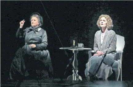  ?? CLAUS ANDERSEN ?? Catherine Joell MacKinnon, left, stars as Eliza Bell and Tara Rosling is Mabel Gardiner Hubbard in Silence, on stage in London, Ont.