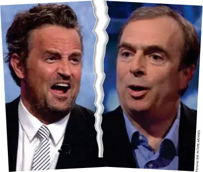  ?? Pictures: BBC PICTURE ARCHIVES ?? Slugging it out: Matthew Perry, left, and Peter Hitchens