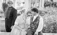  ?? COURTESY OF TONY FIRRIOLO ?? Jonathan Garcia, left, Allison Furlong and Malakai Green form a romantic triangle in “Sense and Sensibilit­y,” which opens Friday at the Annie Russell Theatre at Rollins College.