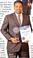  ??  ?? Shanil Fernando Yasas Abeywickar­a - Vice President of CSSL, Dr. Dayan Rajapakse - President of Cssl,minister Eran Wickramara­thne, Prof. Ashu Marasinghe and Shanil Fernando at the CSSL Awards 2016