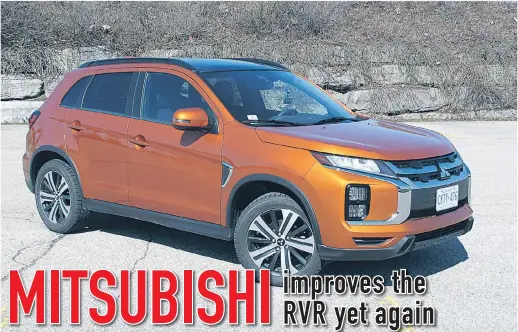  ??  ?? Mitsubishi’s most popular Canadian seller, the RVR compact crossover (GT AWC model shown), has been given an extensive makeover for 2020.