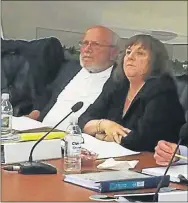  ?? MEDIANEWS GROUP ?? Paul Andriole, vice chairman of the Chester Water Authority board and representa­tive from Chester County, sits next to Cynthia Leitzell, authority president and Delaware County representa­tive at a recent board meeting.