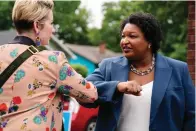  ?? The Associated Press ?? Georgia Democratic gubernator­ial candidate Stacey Abrams greets a supporter on May 24 in Atlanta.