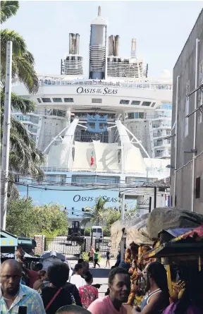  ?? PHOTOS BY AMITABH SHARMA ?? ‘Oasis of the Seas’ at Falmouth Pier. It is one the largest cruise ships in the world and has the capacity to carry more than 6,000 passengers.