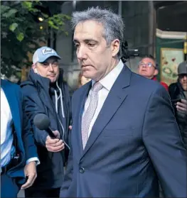  ?? Julia Nikhinson Associated Press ?? MICHAEL Cohen goes to Manhattan criminal court Monday, where his appearance on the stand signaled ex-President Trump’s trial is entering its final stretch.