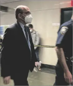  ?? AP PHOTO/MICHAEL SISAK ?? Donald Bender (left) a former accountant for Donald Trump, arrives at Manhattan criminal court, on Nov. 21 in New York.