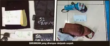  ??  ?? BARANGAN yang dirampas daripada suspek.