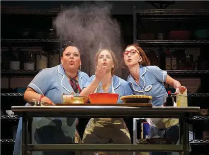  ?? Joan Marcus / Boneau/Bryan-Brown via Associated Press ?? Keala Settle, from Hawaii, Jessie Mueller and Kimiko Glenn perform in “Waitress,” at the Brooks Atkinson Theatre in New York. The play hired non-whites for two-thirds of the lead actresses.