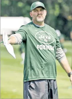  ?? Bill Kostroun ?? NO TIME TO REST: Jets new offensive coordinato­r John Morton said he’s not getting “enough sleep” as he prepares for the Bills on Sunday.