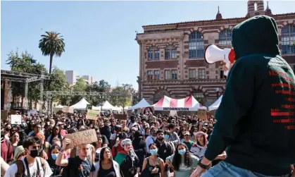  ?? Photograph: Aude Guerrucci/Reuters ?? ‘After pro-Israel groups mischaract­erized Tabassum’s pro-Palestinia­n views as “antisemiti­c”, USC claimed that security concerns made her speech untenable.’