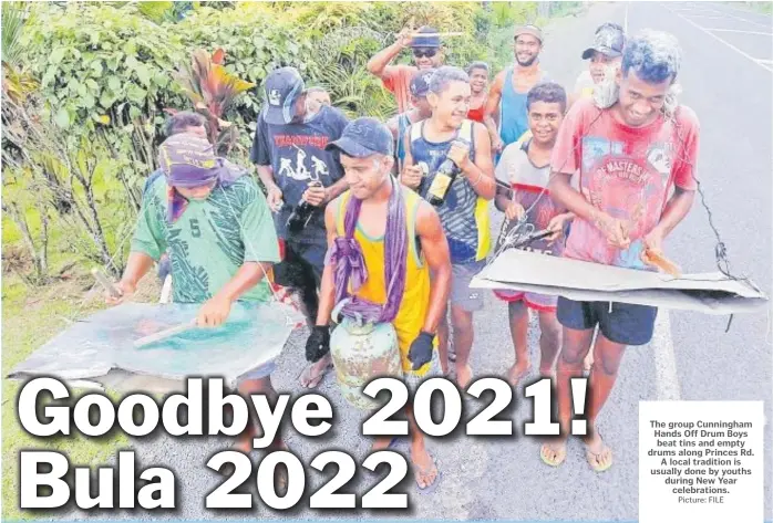  ?? Picture: FILE ?? The group Cunningham Hands Off Drum Boys beat tins and empty drums along Princes Rd. A local tradition is usually done by youths during New Year celebratio­ns.