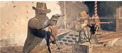  ?? FOTO: ROCKSTAR GAMES ?? Der Protagonis­t Arthur Morgan (l.) während einer Schießerei.