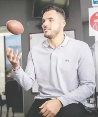  ??  ?? As a 25-year-old rookie, J.P. Bolduc wasn't thinking about life after football, but now he's taking university business classes through the CFL Players Associatio­n Academy.