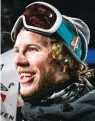  ?? Kelsey Brunner/The Aspen
Times via AP, File ?? Aaron Blunk speaks Jan. 24, 2020, during an interview at the X Games in Aspen, Colo. American freestyle skier Aaron Blunck landed on the lip of the halfpipe a year ago while working on a switch double cork 1440. In the crash, he lacerated his kidney, broke ribs, fractured his pelvis and bruised his heart.