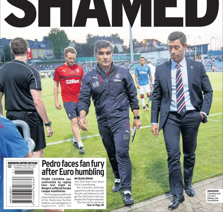  ??  ?? SHOCKED Caixinha and Co can’t believe the humiliatio­n