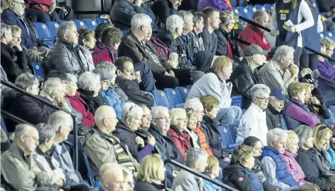  ?? BOB TYMCZYSZYN/STANDARD STAFF ?? A large crowd watches action unfold during the Scotties Tournament of Hearts at Meridian Centre on Thursday.