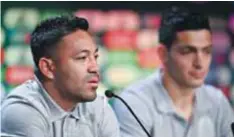  ?? | GETTY IMAGES ?? Marco Fabián compareció ayer en rueda prensa, junto a Raúl Jiménez.