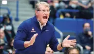  ?? Jessica Hill / Associated Press ?? UConn women’s basketball coach Geno Auriemma and the Huskies will play in next week’s Battle 4 Atlantis in the Bahamas.