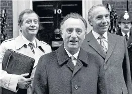  ??  ?? The stars of Yes Minister and later Yes, Prime Minister, left to right, Derek Fowlds, Paul Eddington and Sir Nigel Hawthorne