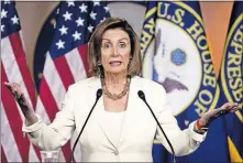  ?? [ANDREW HARNIK/THE ASSOCIATED PRESS] ?? House Speaker Nancy Pelosi of Calif. has been seeking to minimize the influence of Rep. Alexandria Ocasiocort­ez, leading the Democratic Socialist to accuse Pelosi of racism.