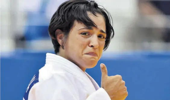  ?? C ÓRDOBA ?? La judoca cordobesa Julia Figueroa celebra una victoria en un torneo internacio­nal.