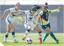  ?? FOTO: MEXSPORT ?? Partidazo entre Pumas y Águilas Femenil en la Cantera felina. /